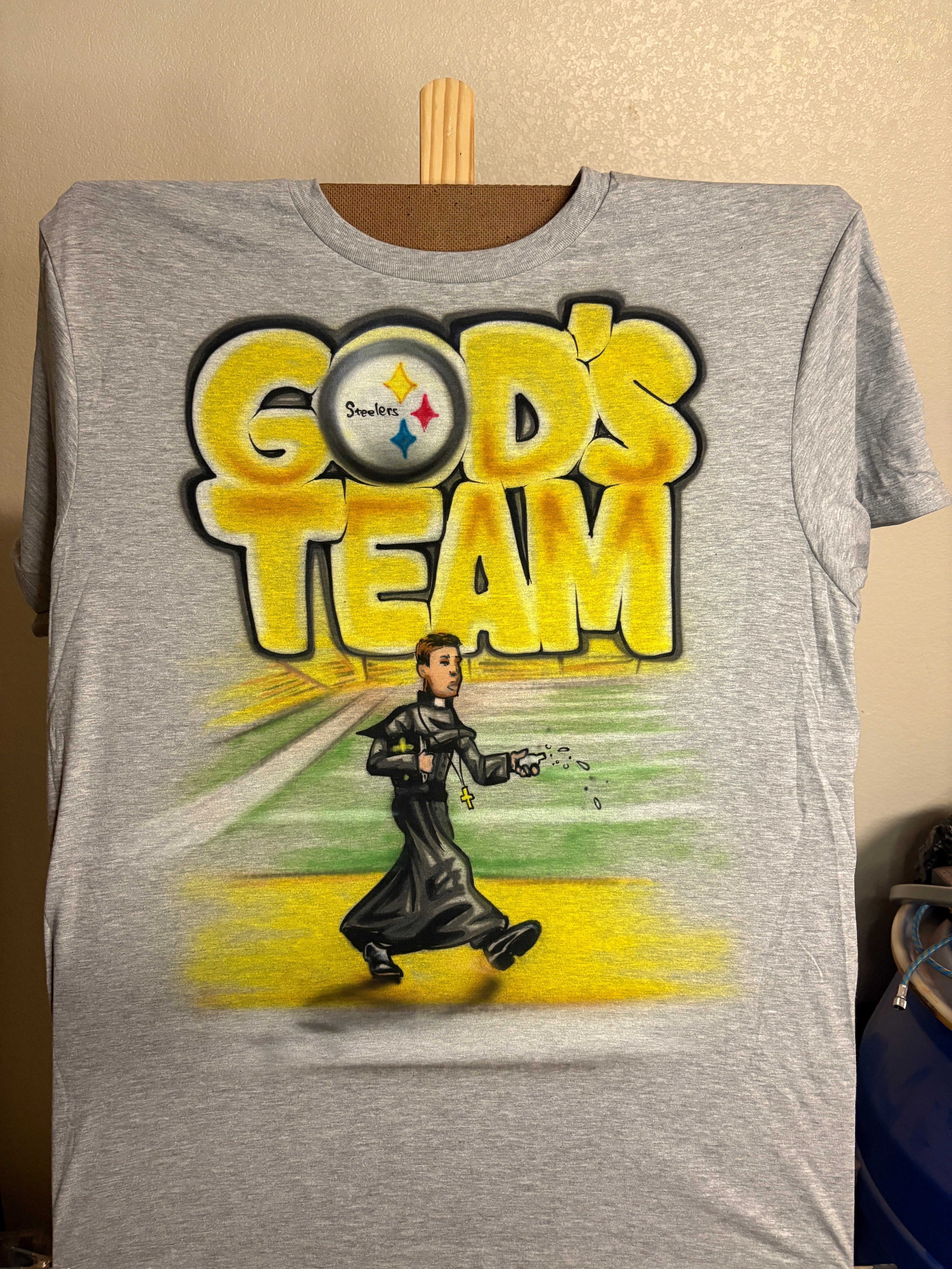 Black & Gold Pittsburgh Football Airbrushed T-Shirt