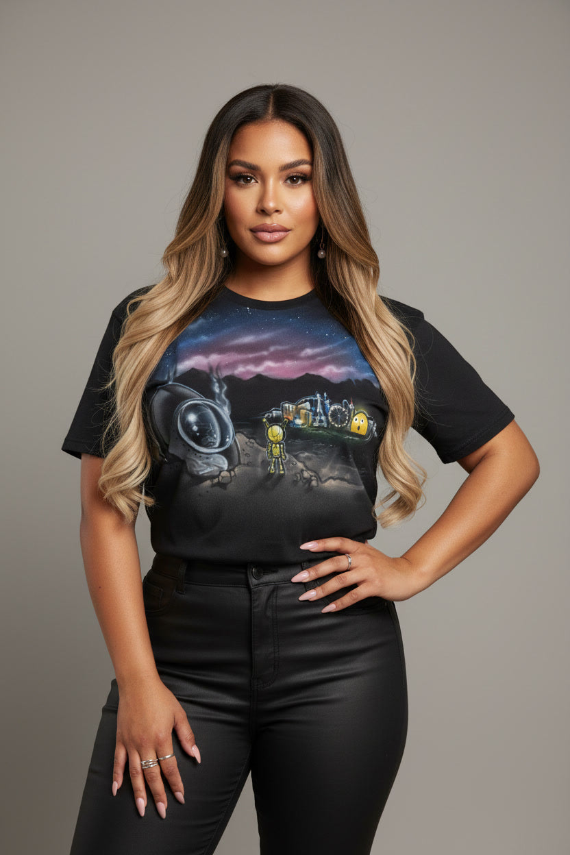 Custom Cosmic Alien Robot Airbrushed T-Shirt