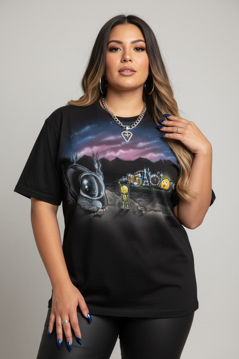 Custom Cosmic Alien Robot Airbrushed T-Shirt